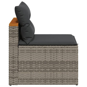 vidaXL Gartensofas ohne Armlehnen mit Kissen 2 Stk. Grau Poly Rattan