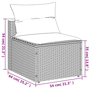 vidaXL Gartensofas ohne Armlehnen mit Kissen 2 Stk. Grau Poly Rattan