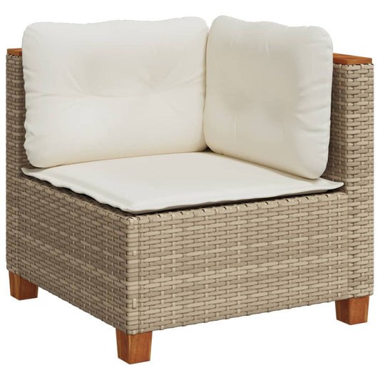 Garten-Ecksofa mit Kissen Beige Poly Rattan