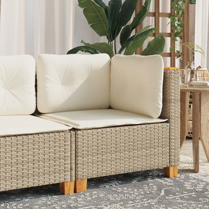 Garten-Ecksofa mit Kissen Beige Poly Rattan