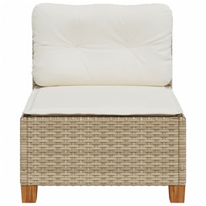 Gartensofa ohne Armlehnen mit Kissen Beige Poly Rattan