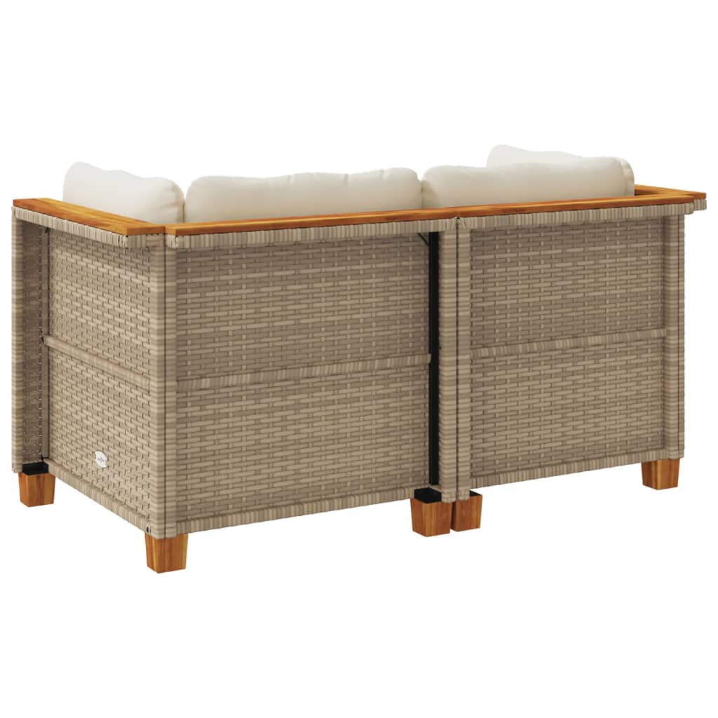 vidaXL Garten-Ecksofas mit Kissen 2 Stk. Beige Poly Rattan