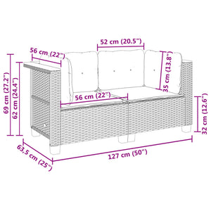 vidaXL Garten-Ecksofas mit Kissen 2 Stk. Beige Poly Rattan