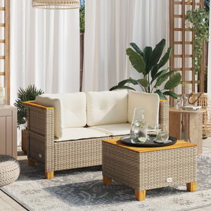 vidaXL Garten-Ecksofas mit Kissen 2 Stk. Beige Poly Rattan