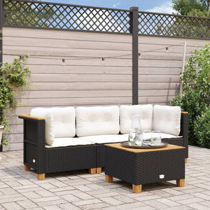 vidaXL Gartensofa mit Kissen 3-Sitzer Schwarz Poly Rattan