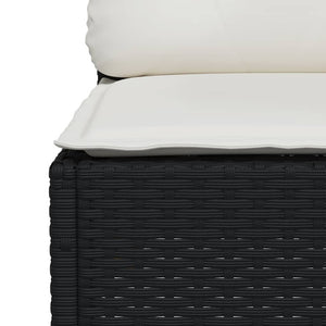 vidaXL Gartensofa mit Kissen 3-Sitzer Schwarz Poly Rattan