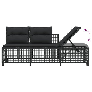 vidaXL 3-tlg. Garten-Ecksofa-Set mit Kissen Schwarz Poly Rattan