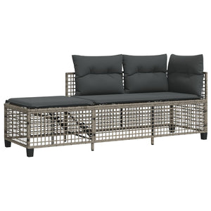 vidaXL 3-tlg. Garten-Ecksofa-Set mit Kissen Grau Poly Rattan