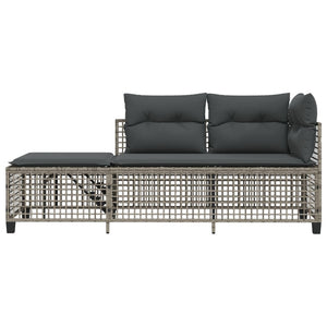 vidaXL 3-tlg. Garten-Ecksofa-Set mit Kissen Grau Poly Rattan