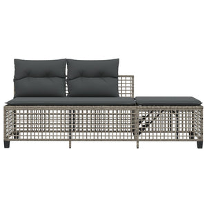 vidaXL 3-tlg. Garten-Ecksofa-Set mit Kissen Grau Poly Rattan