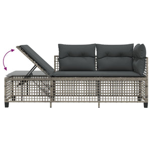 vidaXL 3-tlg. Garten-Ecksofa-Set mit Kissen Grau Poly Rattan