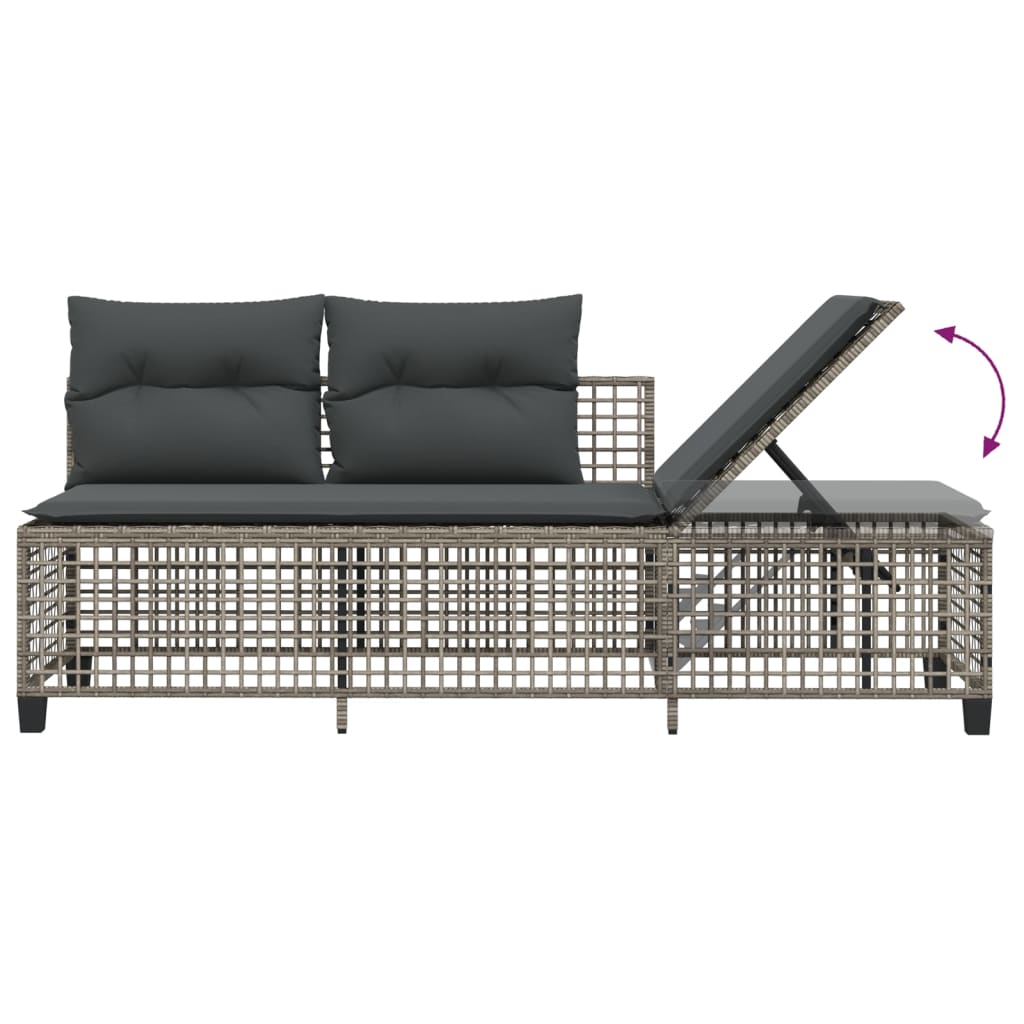 vidaXL 3-tlg. Garten-Ecksofa-Set mit Kissen Grau Poly Rattan