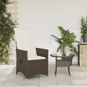 vidaXL Gartensessel Verstellbar mit Kissen Braun Poly Rattan