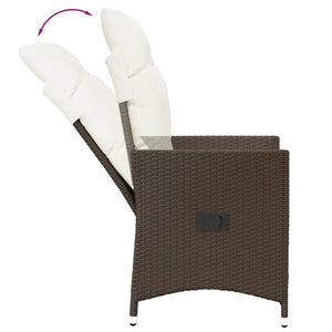 vidaXL Gartensessel Verstellbar mit Kissen Braun Poly Rattan