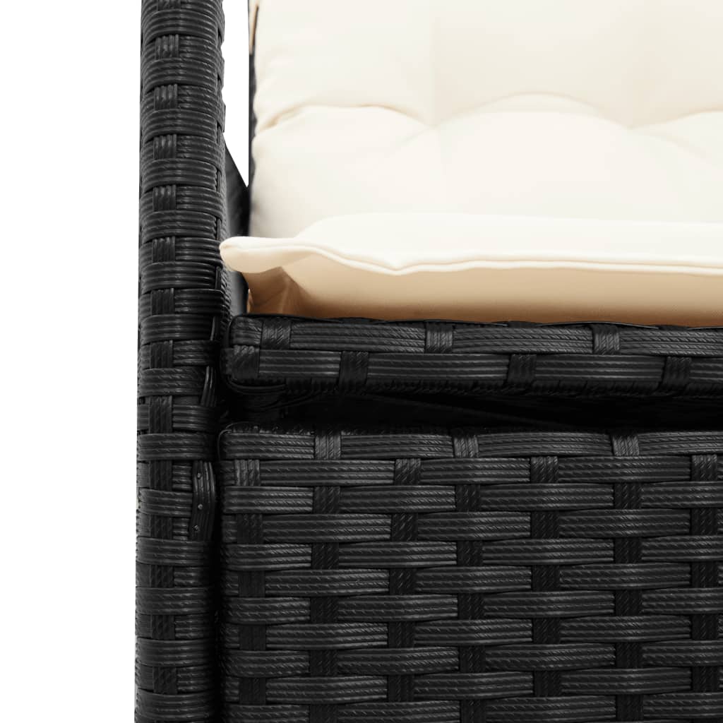 vidaXL Gartensessel mit Kissen 2 Stk. Verstellbar Schwarz Poly Rattan