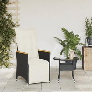 vidaXL Gartensessel Verstellbar mit Kissen Schwarz Poly Rattan