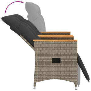 vidaXL Gartensofa 2-Sitzer Verstellbar mit Tisch Grau Poly Rattan