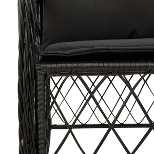 3-tlg. Bistro-Set mit Kissen Schwarz Poly Rattan Stilecasa