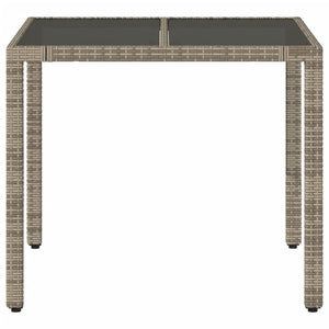 vidaXL Gartentisch mit Glasplatte Grau 90x90x75 cm Poly Rattan