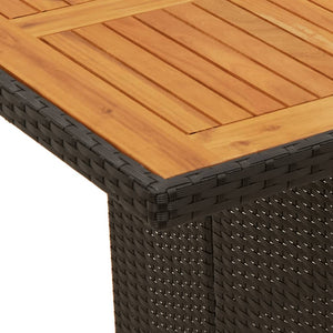 vidaXL Gartentisch mit Holzplatte Schwarz 190x80x75 cm Poly Rattan