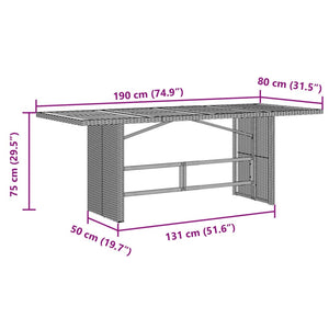 vidaXL Gartentisch mit Holzplatte Schwarz 190x80x75 cm Poly Rattan