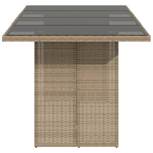 vidaXL Gartentisch mit Glasplatte Beige 190x80x75 cm Poly Rattan