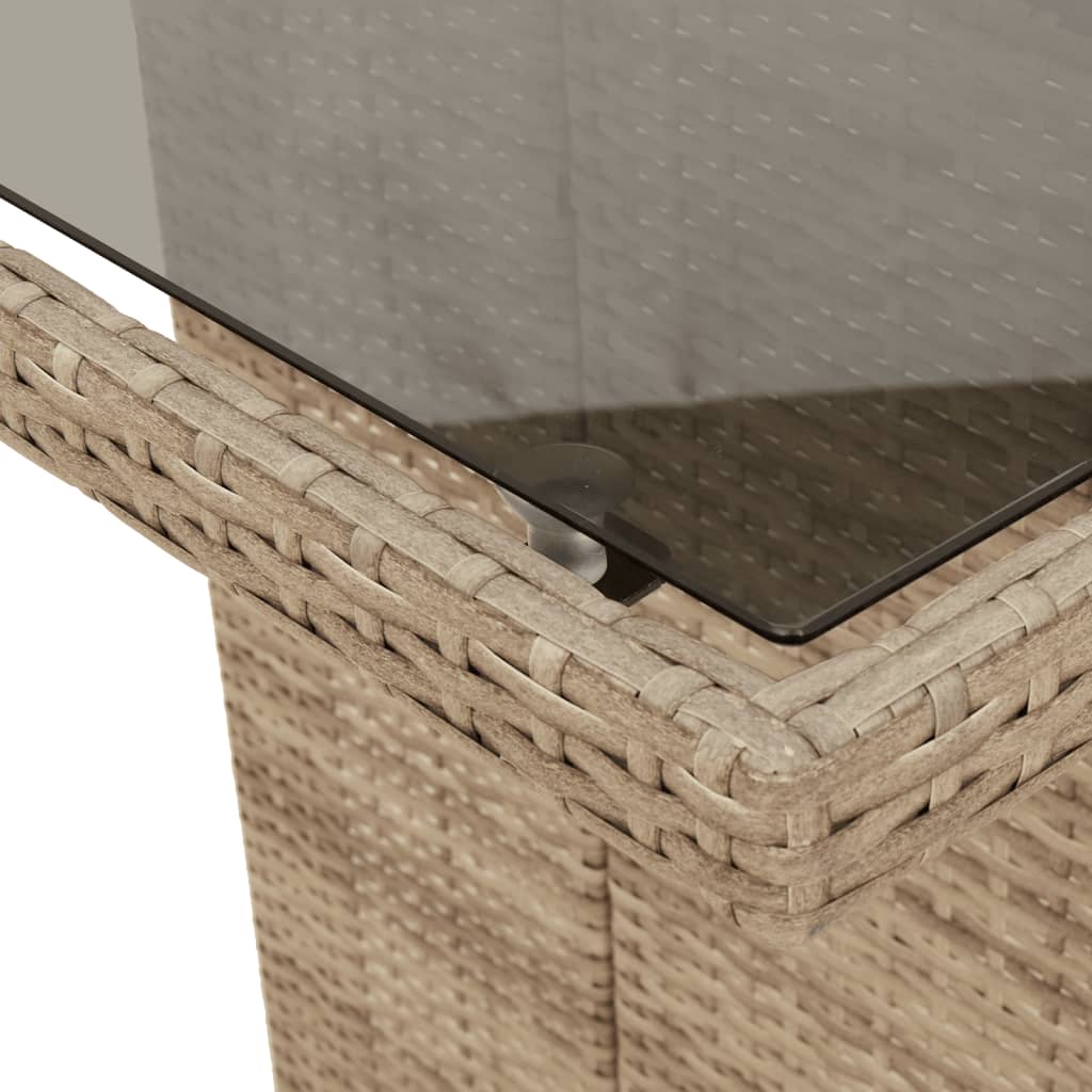 vidaXL Gartentisch mit Glasplatte Beige 190x80x75 cm Poly Rattan