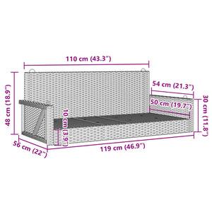 vidaXL Hängebank Beige 119x56x48 cm Poly Rattan