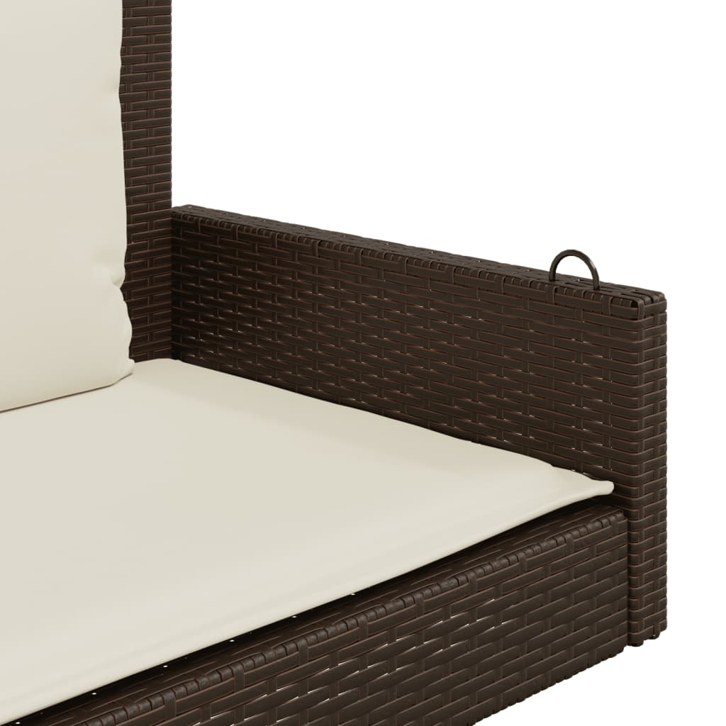 vidaXL Hängebank mit Kissen Braun 119x56x48 cm Poly Rattan