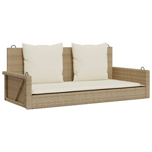 vidaXL Hängebank mit Kissen Beige 119x56x48 cm Poly Rattan