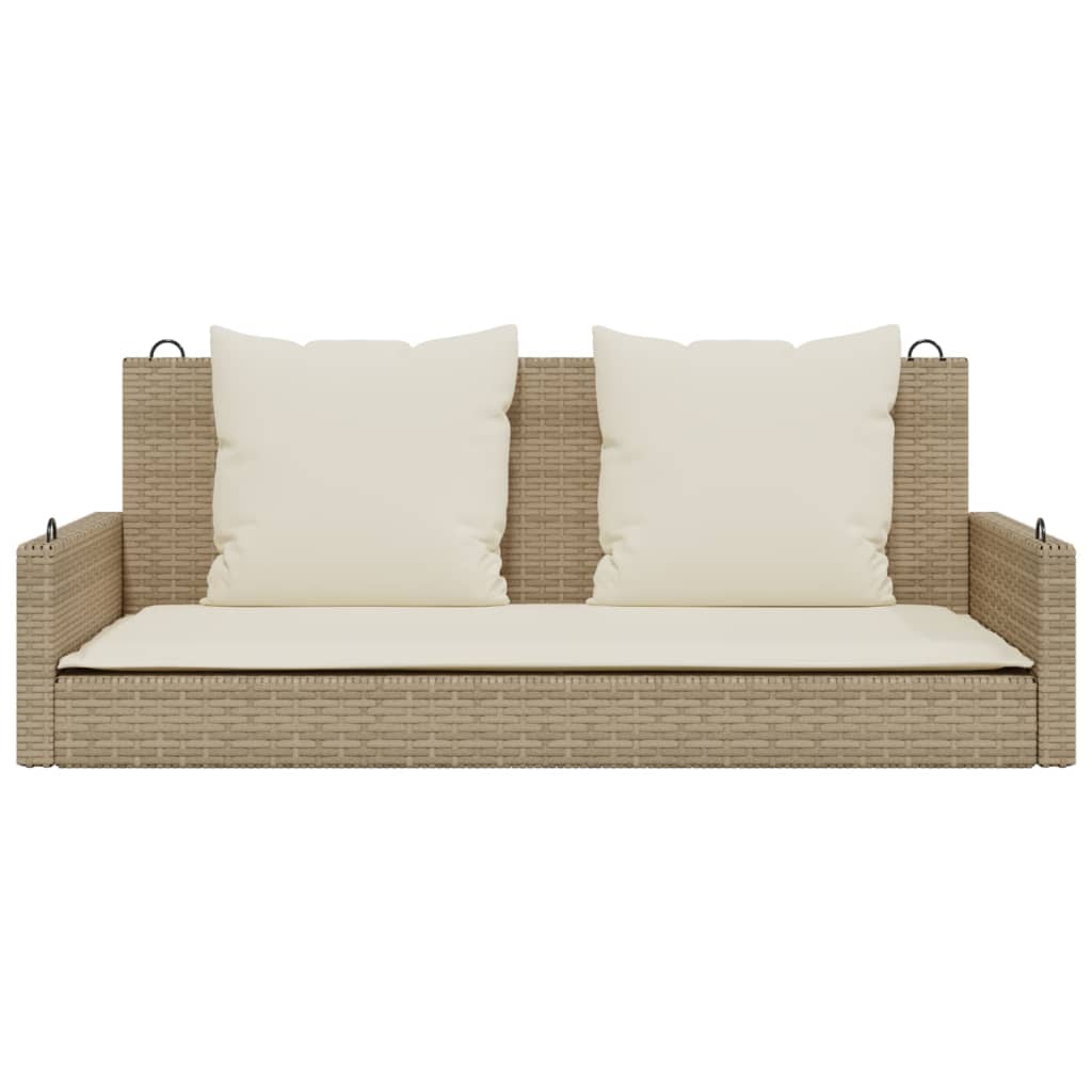 vidaXL Hängebank mit Kissen Beige 119x56x48 cm Poly Rattan