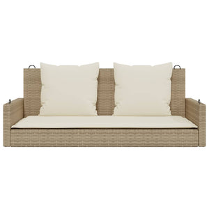 vidaXL Hängebank mit Kissen Beige 119x56x48 cm Poly Rattan