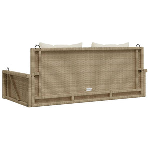 vidaXL Hängebank mit Kissen Beige 119x56x48 cm Poly Rattan