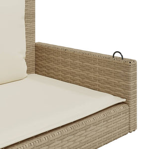 vidaXL Hängebank mit Kissen Beige 119x56x48 cm Poly Rattan