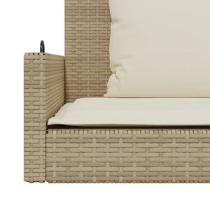 vidaXL Hängebank mit Kissen Beige 119x56x48 cm Poly Rattan