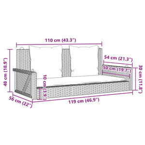 vidaXL Hängebank mit Kissen Beige 119x56x48 cm Poly Rattan