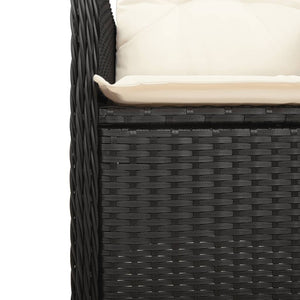 vidaXL Gartensessel mit Kissen 2 Stk. Verstellbar Schwarz Poly Rattan