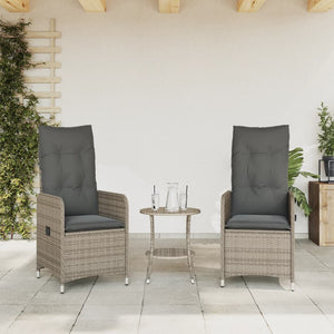 Gartensessel mit Kissen 2 Stk. Verstellbar Grau Poly Rattan Stilecasa