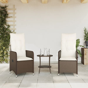 vidaXL Outdoor-Lehnstühle 2 Stk. mit Tisch Braun Poly Rattan