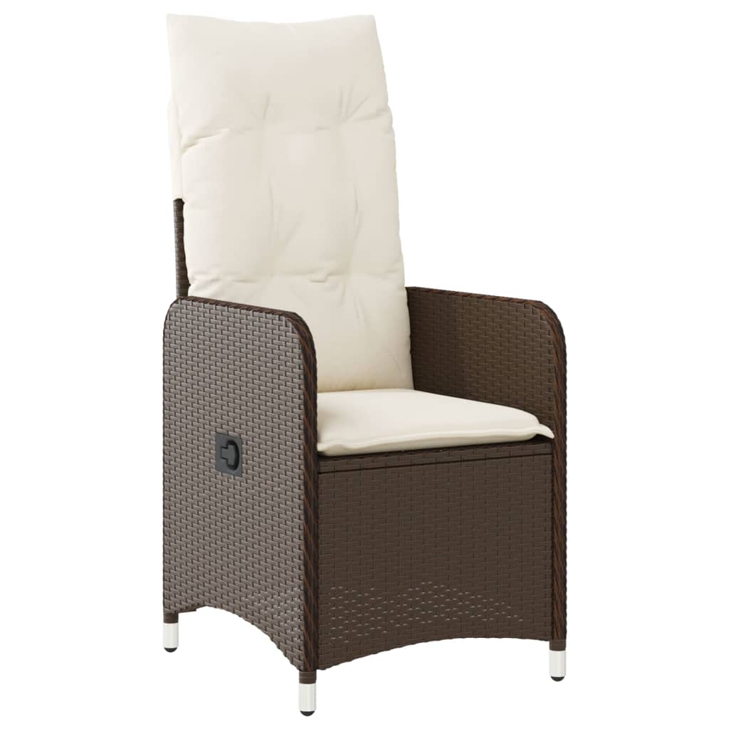 vidaXL Outdoor-Lehnstühle 2 Stk. mit Tisch Braun Poly Rattan