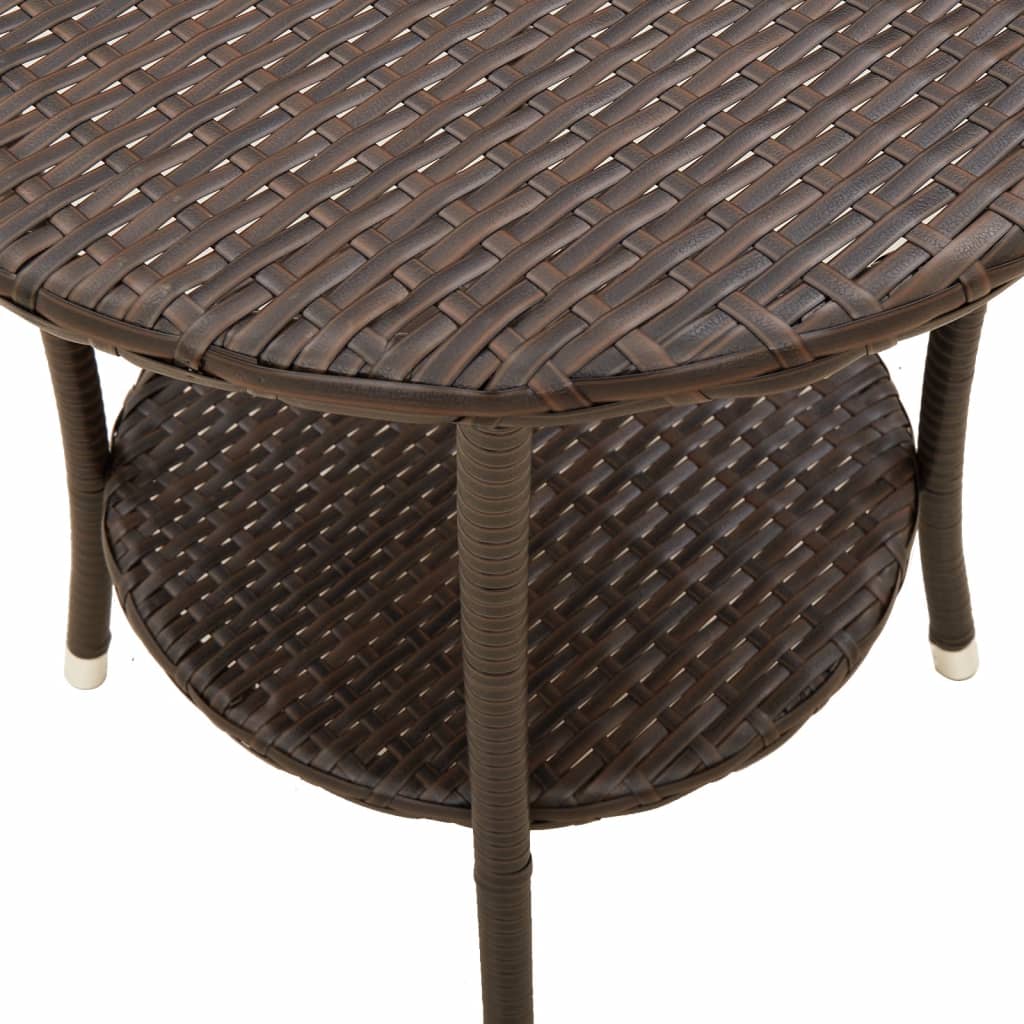 vidaXL Outdoor-Lehnstühle 2 Stk. mit Tisch Braun Poly Rattan