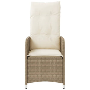 vidaXL Gartensessel 2 Stk. Verstellbar mit Tisch Beige Poly Rattan