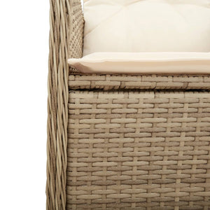 vidaXL Gartensessel 2 Stk. Verstellbar mit Tisch Beige Poly Rattan