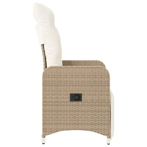 vidaXL Gartensessel mit Kissen Verstellbar Beige Poly Rattan