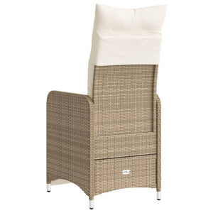 vidaXL Gartensessel mit Kissen Verstellbar Beige Poly Rattan