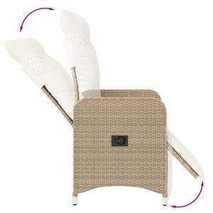 vidaXL Gartensessel mit Kissen Verstellbar Beige Poly Rattan