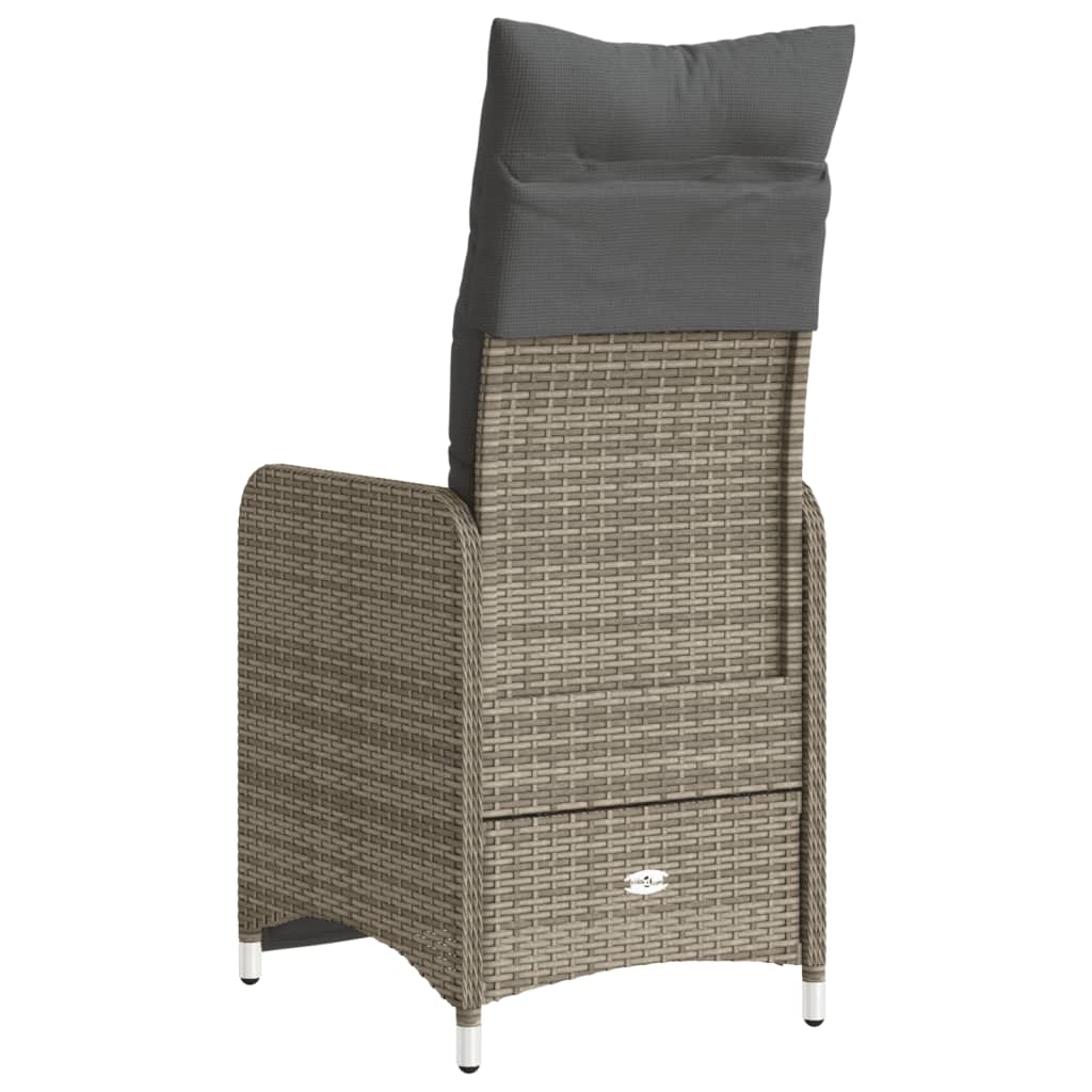 vidaXL Gartensessel mit Kissen 2 Stk. Verstellbar Grau Poly Rattan