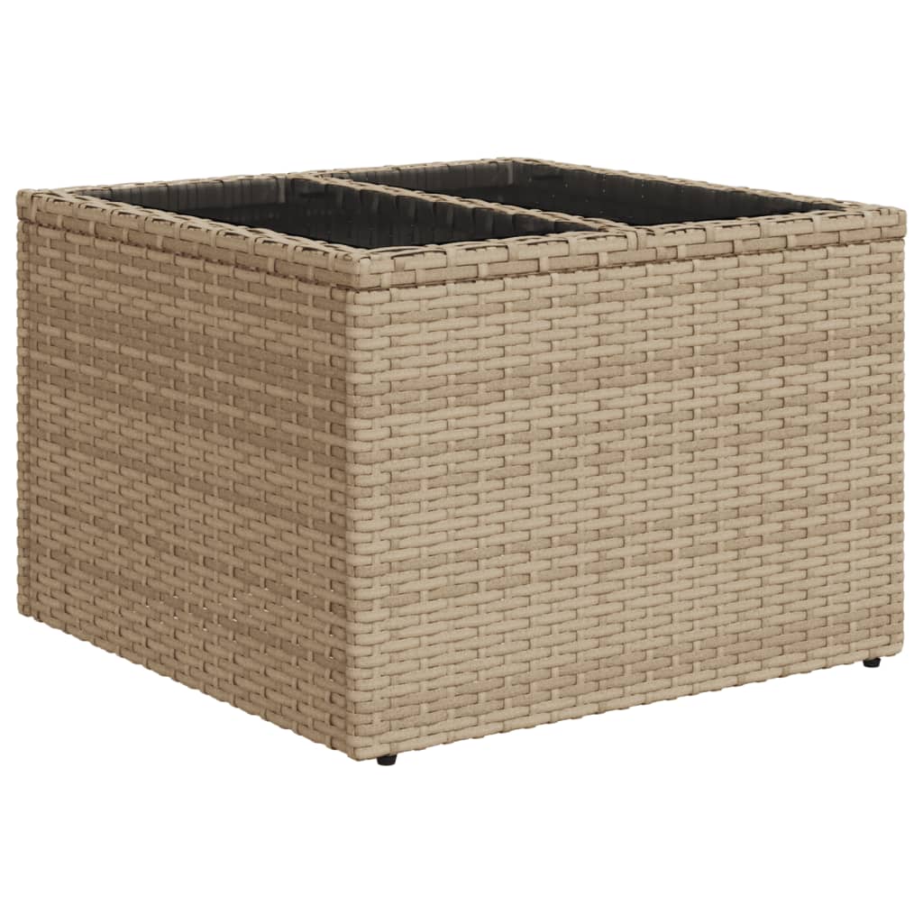 vidaXL Gartentisch mit Glasplatte Beige 55x55x37 cm Poly Rattan