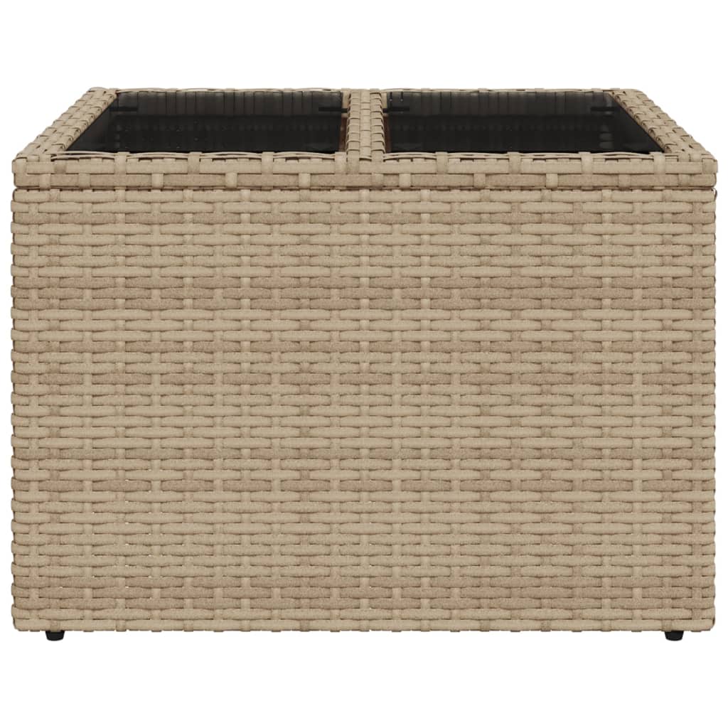 vidaXL Gartentisch mit Glasplatte Beige 55x55x37 cm Poly Rattan