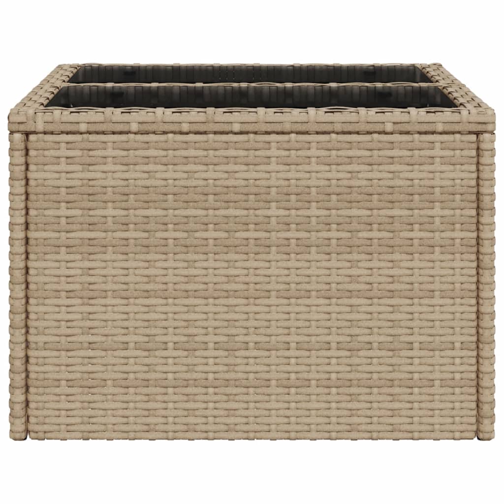 vidaXL Gartentisch mit Glasplatte Beige 55x55x37 cm Poly Rattan